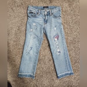 Polo Ralph Lauren Girl The Chrystie Kick Flare Crop Raw Hem Jeans, Size 8/10